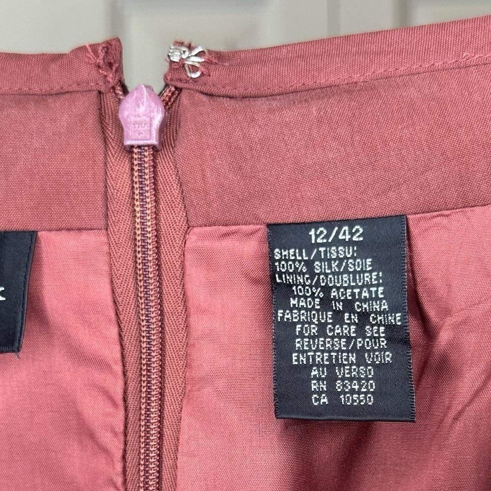 August Silk Muted Reddish Brown Silk Pencil Skirt - Picture 4 of 5